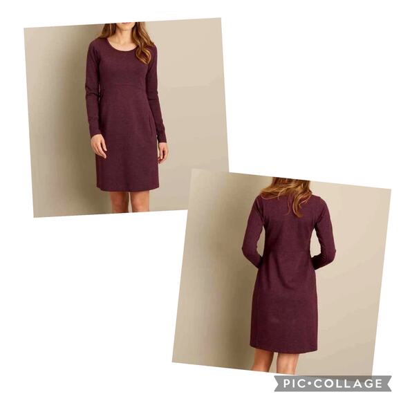Duluth Trading Ponte Knit Long Sleeve Dress Size Medium Purple - Picture 2 of 9